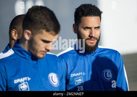 Dylan Bronn de Gent photographié pendant le septième jour du camp d'entraînement d'hiver de l'équipe belge de football de première division KAA Gent, à Oliva, Espagne, vendredi 11 janvier 2019. BELGA PHOTO JASPER JACOBS Banque D'Images