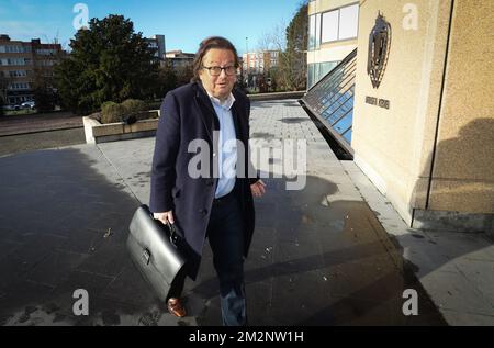 Le président de la Ligue Pro Marc Coucke arrive pour une réunion du conseil d'administration de la Ligue Pro Jupiler au siège de l'Union Royale de Soccer de Belgique (KBVB - URBSFA), à Bruxelles, le mardi 15 janvier 2019. BELGA PHOTO VIRGINIE LEFOUR Banque D'Images