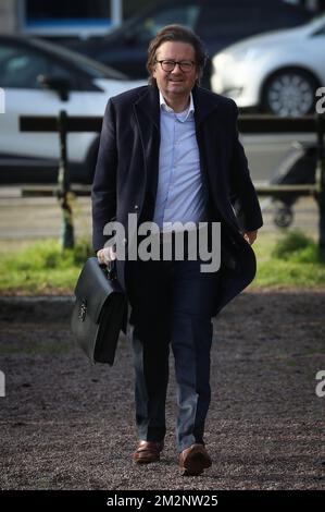 Le président de la Ligue Pro Marc Coucke arrive pour une réunion du conseil d'administration de la Ligue Pro Jupiler au siège de l'Union Royale de Soccer de Belgique (KBVB - URBSFA), à Bruxelles, le mardi 15 janvier 2019. BELGA PHOTO VIRGINIE LEFOUR Banque D'Images