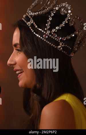 Miss Belgium 2019 Elena Castro Suarez photographiée lors du spectacle de remise des prix 'Gala van de Gouden K's', organisé par la chaîne de télévision flamande pour enfants Ketnet, samedi 26 janvier 2019 à Anvers. BELGA PHOTO LUC CLAESSEN Banque D'Images