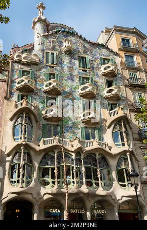 Antoni Gaudi, Casa Batlo, site classé au patrimoine mondial de l'UNESCO, Barcelone, Catalogne, Espagne, Banque D'Images