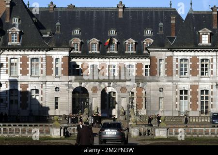 L'illustration montre le service funéraire de la princesse Alix de Luxembourg, à l'église Saint-Pierre de Beloeil, samedi 16 février 2019. La princesse mourut à l'âge de 89 ans, elle était la plus jeune fille de la Grande-Duchesse Charlotte de Luxembourg, elle était la tante de l'actuel Grand-Duc Henri de Luxembourg. BELGA PHOTO NICOLAS MATERLINCK Banque D'Images