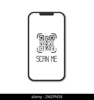 Smartphone réaliste avec lecteur de code qr. Numérisez-moi. Illustration de Vecteur