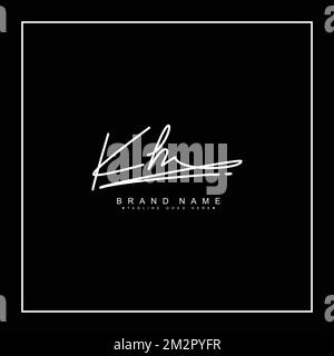 Modèle de logo de signature de lettre initiale KH - modèle de logo vectoriel manuscrit Illustration de Vecteur