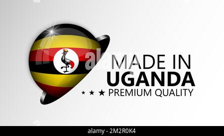 Fabriqué en Ouganda graphique et étiquette. Élément d'impact pour l'utilisation que vous voulez en faire. Illustration de Vecteur