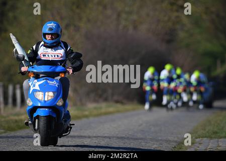 Illustration prise lors de la reconnaissance de la piste de l'édition 74th de la course cycliste d'une journée Omloop Het Nieuwsblad, mercredi 27 février 2019. BELGA PHOTO DAVID STOCKMAN Banque D'Images