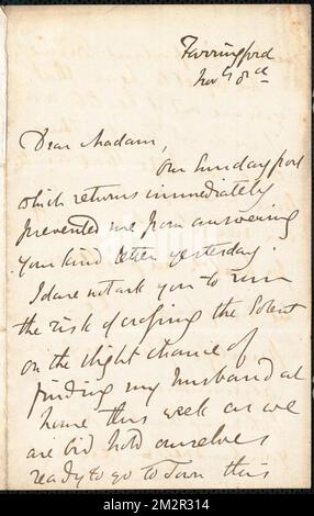 Emily Tennyson lettre autographe signée à Mme Gatty, Farringford, [Isle of Wight], 8 novembre 1858 , épouses des auteurs, Grande-Bretagne, correspondance, familles, Grande-Bretagne, vie sociale et coutumes, 19th siècle, Poets, Anglais, 19th siècle, Relations familiales Banque D'Images