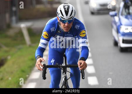 Le Belge Philippe Gilbert de Deceuninck - Quick-Step, passe à la reconnaissance de la piste de l'édition 74th de la course cycliste d'une journée Omloop Het Nieuwsblad, jeudi 28 février 2019. BELGA PHOTO DAVID STOCKMAN Banque D'Images