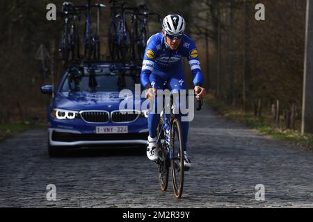 Le Belge Philippe Gilbert de Deceuninck - Quick-Step, passe à la reconnaissance de la piste de l'édition 74th de la course cycliste d'une journée Omloop Het Nieuwsblad, jeudi 28 février 2019. BELGA PHOTO DAVID STOCKMAN Banque D'Images