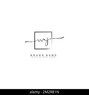 Logo de signature manuscrite pour la lettre initiale MJ - modèle de logo vectoriel pour Alphabet M et J. Illustration de Vecteur