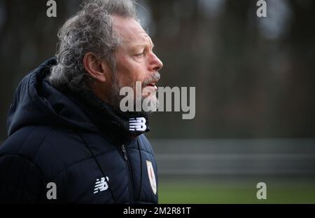 Entraîneur-chef de Standard Michel Preud'homme photographié lors d'une session d'entraînement de l'équipe belge de football Standard de Liège, mercredi 06 mars 2019 à Liège. BELGA PHOTO VIRGINIE LEFOUR Banque D'Images