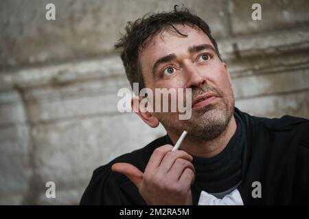 L'avocat Sébastien Courtoy, défendant Mehdi Nemmauche, photographié en dehors de la session de l'annonce des sanctions au procès pour l'attentat terroriste au Musée juif de Bruxelles, au Palais de Justice de Bruxelles, lundi 11 mars 2019. Nemmauche et Bendrer sont accusés d'avoir commis un attentat terroriste le 24 mai 2014 au Musée juif de Bruxelles, tuant quatre personnes. BELGA PHOTO THIERRY ROGE Banque D'Images