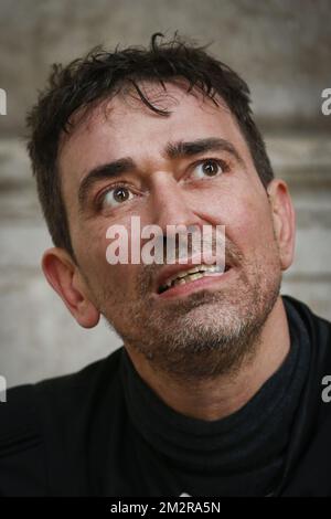 L'avocat Sébastien Courtoy, défendant Mehdi Nemmauche, photographié en dehors de la session de l'annonce des sanctions au procès pour l'attentat terroriste au Musée juif de Bruxelles, au Palais de Justice de Bruxelles, lundi 11 mars 2019. Nemmauche et Bendrer sont accusés d'avoir commis un attentat terroriste le 24 mai 2014 au Musée juif de Bruxelles, tuant quatre personnes. BELGA PHOTO THIERRY ROGE Banque D'Images