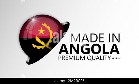 Fabriqué en Angola graphique et étiquette. Élément d'impact pour l'utilisation que vous voulez en faire. Illustration de Vecteur