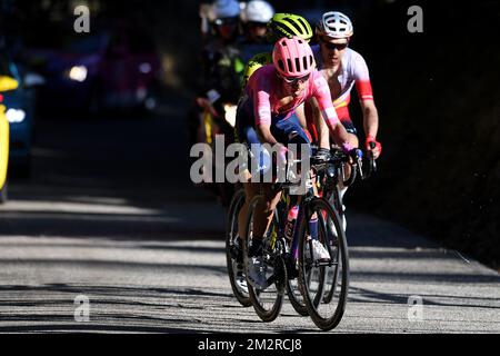 Colombien Daniel Felipe Martinez de EF Education Premier Pro Cyclisme photographié en action pendant la septième étape de l'édition 77th de la course Paris-Nice, 181,5km de Nice au Col de Turini, France, samedi 16 mars 2019. La course commence le 10th et se termine le 17th mars. BELGA PHOTO DAVID STOCKMAN Banque D'Images