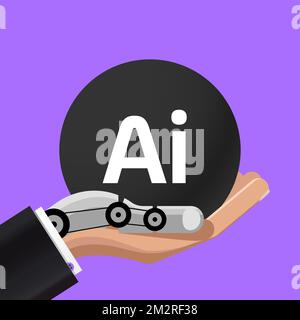 Infographic template. A semi-robotic hand holding a circle with the text artificial intelligence. Vector Stock Vector