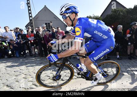 Tchèque Zdenek Stybar de Deceuninck - Quick-Step photographié lors de la course cycliste 'E3 BinckBank Classic', 203,9km de et à Hrelbeke, vendredi 29 mars 2019. BELGA PHOTO DIRK WAEM Banque D'Images