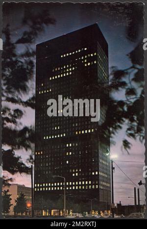 Erieview Tower at Night, Cleveland, Ohio, gratte-ciel, Tichnor Brothers Collection, Cartes postales des États-Unis Banque D'Images