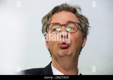 Igor Lebrun photographié lors d'une conférence de presse du Bureau fédéral belge du Plan pour présenter les résultats des calculs de plusieurs suggestions de campagne des partis politiques, vendredi 26 avril 2019, à Bruxelles. BELGA PHOTO JASPER JACOBS Banque D'Images