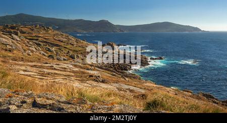 Vue depuis le phare de Muxia, Muxía, Costa da Morte, la Coruña, Galice, Espagne, Europe Banque D'Images