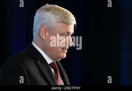 Washington DC, États-Unis. 09th décembre 2022. Stephen Harper, premier ministre du Canada de 2006 à 2015 lors de son discours au forum de l'UDI de 2022 à Washington DC. Les forums IDU réunissent des décideurs politiques, des hauts responsables de partis et des leaders d'opinion issus de notre appartenance mondiale et au-delà. Les rassemblements de l'UDI permettent un échange ouvert et des débats vigoureux dans un environnement unique entre des partenaires partageant les mêmes idées et engagés dans des valeurs communes de liberté et de démocratie. Crédit : SOPA Images Limited/Alamy Live News Banque D'Images