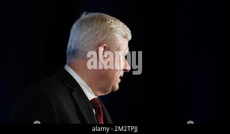 Washington DC, États-Unis. 09th décembre 2022. Stephen Harper, premier ministre du Canada de 2006 à 2015 lors de son discours au forum de l'UDI de 2022 à Washington DC. Les forums IDU réunissent des décideurs politiques, des hauts responsables de partis et des leaders d'opinion issus de notre appartenance mondiale et au-delà. Les rassemblements de l'UDI permettent un échange ouvert et des débats vigoureux dans un environnement unique entre des partenaires partageant les mêmes idées et engagés dans des valeurs communes de liberté et de démocratie. Crédit : SOPA Images Limited/Alamy Live News Banque D'Images