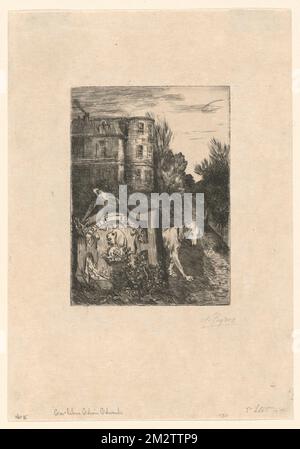 Ex-Libris Edwin Edwards , Coats of Arms, Grayhounds, Maisons, Alphonse Legros (1837-1911) Banque D'Images