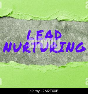 Légende conceptuelle Lead nuring. Méthode de présentation de l'entreprise pour établir une relation avec des clients potentiels Banque D'Images