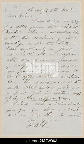 F. B. Sanborn autograph letter signed to [Thomas Wentworth Higginson], Concord, 6 July 1858 , Abolitionists, United States, Antislavery movements, United States, History, 19th century, Harpers Ferry W. Va., History, John Brown's Raid, 1859, Brown, John, 1800-1859. John Brown- Correspondence relating to John Brown and the raid on Harpers Ferry Stock Photo