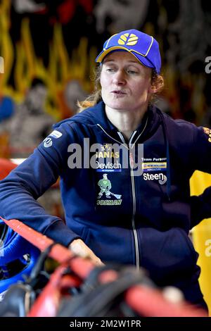 Belgian boxer Delfine Persoon pictured during a training session in preparation of her fight against Irish Katie Taylor, Thursday 23 May 2019 in Lichtervelde. Persoon is 10-time WBC World Champion. She will fight Taylor in Madison Garden, New York on June 1st 2019. BELGA PHOTO DIRK WAEM Stock Photo