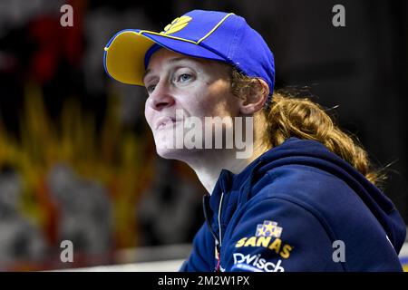 Belgian boxer Delfine Persoon pictured during a training session in preparation of her fight against Irish Katie Taylor, Thursday 23 May 2019 in Lichtervelde. Persoon is 10-time WBC World Champion. She will fight Taylor in Madison Garden, New York on June 1st 2019. BELGA PHOTO DIRK WAEM Stock Photo