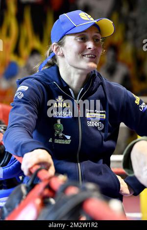 Belgian boxer Delfine Persoon pictured during a training session in preparation of her fight against Irish Katie Taylor, Thursday 23 May 2019 in Lichtervelde. Persoon is 10-time WBC World Champion. She will fight Taylor in Madison Garden, New York on June 1st 2019. BELGA PHOTO DIRK WAEM Stock Photo