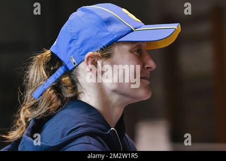 Belgian boxer Delfine Persoon pictured during a training session in preparation of her fight against Irish Katie Taylor, Thursday 23 May 2019 in Lichtervelde. Persoon is 10-time WBC World Champion. She will fight Taylor in Madison Garden, New York on June 1st 2019. BELGA PHOTO DIRK WAEM Stock Photo