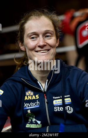 Belgian boxer Delfine Persoon pictured during a training session in preparation of her fight against Irish Katie Taylor, Thursday 23 May 2019 in Lichtervelde. Persoon is 10-time WBC World Champion. She will fight Taylor in Madison Garden, New York on June 1st 2019. BELGA PHOTO DIRK WAEM Stock Photo