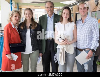 Princess Astrid of Belgium, Princess Luisa Maria, Prince Lorenz of Belgium, Princess Laetitia Maria and Prince Joachim pictured at a polling station in Laken/Laeken, Brussels, Sunday 26 May 2019. Belgium holds regional, federal and European elections on Sunday. BELGA PHOTO BENOIT DOPPAGNE Stock Photo