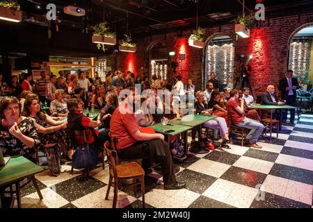 Illustration picture shows the post-election meeting of Flemish socialist party sp.a, in Brussels, Sunday 26 May 2019. Belgium had regional, federal and European elections on Sunday. BELGA PHOTO KURT DESPLENTER Stock Photo