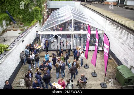 Illustration picture shows the post-election meeting of frenchspeaking regionalist party Defi, in Brussels, Sunday 26 May 2019. Belgium had regional, federal and European elections on Sunday. BELGA PHOTO HATIM KAGHAT Stock Photo