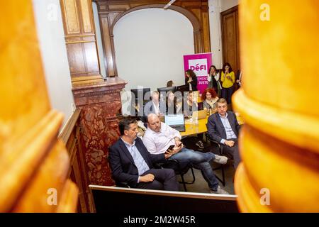 Illustration picture shows the post-election meeting of frenchspeaking regionalist party Defi, in Brussels, Sunday 26 May 2019. Belgium had regional, federal and European elections on Sunday. BELGA PHOTO HATIM KAGHAT Stock Photo