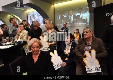 Illustration picture shows the post-election meeting of Flemish nationalist party N-VA, in Brussels, Sunday 26 May 2019. Belgium had regional, federal and European elections on Sunday. BELGA PHOTO DIRK WAEM  Stock Photo