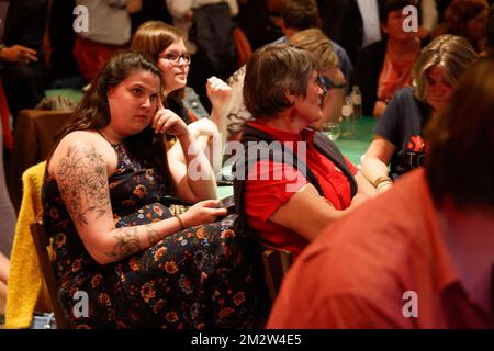 Illustration picture shows the post-election meeting of Flemish socialist party sp.a, in Brussels, Sunday 26 May 2019. Belgium had regional, federal and European elections on Sunday. BELGA PHOTO KURT DESPLENTER Stock Photo