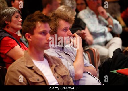 Illustration picture shows the post-election meeting of Flemish socialist party sp.a, in Brussels, Sunday 26 May 2019. Belgium had regional, federal and European elections on Sunday. BELGA PHOTO KURT DESPLENTER Stock Photo