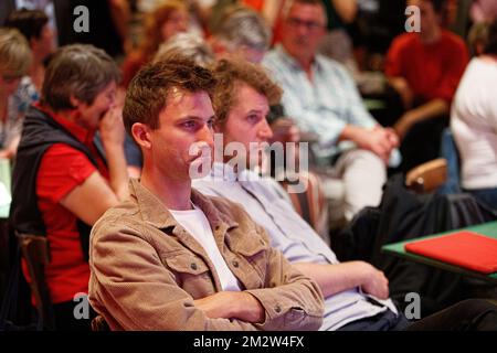 Illustration picture shows the post-election meeting of Flemish socialist party sp.a, in Brussels, Sunday 26 May 2019. Belgium had regional, federal and European elections on Sunday. BELGA PHOTO KURT DESPLENTER Stock Photo