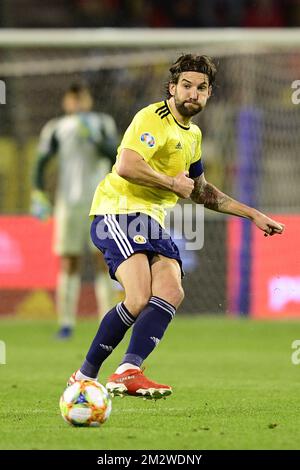 Charlie Mulgrew en Écosse, photographié en action lors d'un match de football entre l'équipe nationale belge les Red Devils et l'Écosse, mardi 11 juin 2019 à Bruxelles, un match de qualification de l'UEFA Euro 2020. BELGA PHOTO YORICK JANSENS Banque D'Images