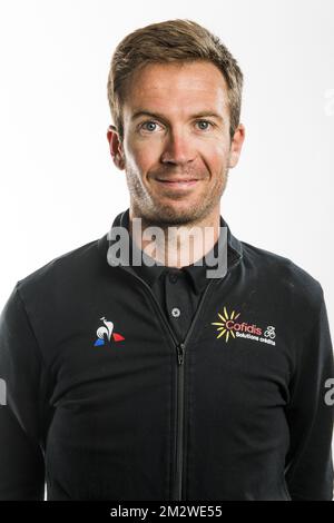 Français Pierre-Luc Perichon de Cofidis pose pour le photographe lors de la présentation de l'équipe avant la course cycliste Baloise Belgium Tour, mardi 11 juin 2019, à Sint-Niklaas. BELGA PHOTO JASPER JACOBS Banque D'Images