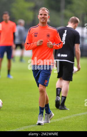 Geoffry Hairemans d'Anvers photographié lors d'une session d'entraînement de l'équipe belge de football Royal Antwerp FC, jeudi 20 juin 2019 à Anvers, en préparation de la prochaine saison de la Jupiler Pro League 2019-2020. BELGA PHOTO LUC CLAESSEN Banque D'Images