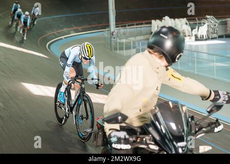 L'illustration montre une formation de l'équipe nationale belge de cyclisme sur piste, mardi 25 juin 2019, à Gand. BELGA PHOTO JAMES ARTHUR GEKIERE Banque D'Images