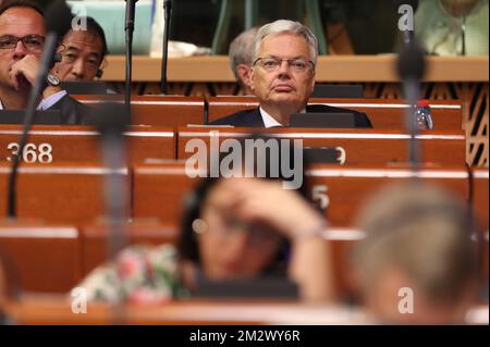 Le ministre belge des Affaires étrangères Didier Reynders photographié lors de l'élection du futur secrétaire général du Conseil européen par l'Assemblée parlementaire du conseil, à Strasbourg, France, le mercredi 26 juin 2019. BELGA PHOTO BENOIT DOPPAGNE Banque D'Images