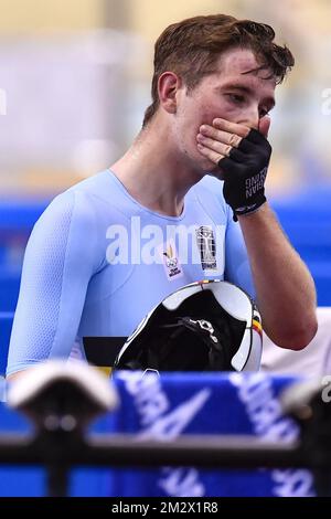 Fabio Van Den Bossche photographié lors de la course cycliste masculine de madison aux Jeux européens de Minsk, au Bélarus, le samedi 29 juin 2019. La deuxième édition des "Jeux européens" a lieu du 21 au 30 juin à Minsk, en Biélorussie. La Belgique présentera 51 athlètes de 11 sports. BELGA PHOTO DIRK WAEM Banque D'Images