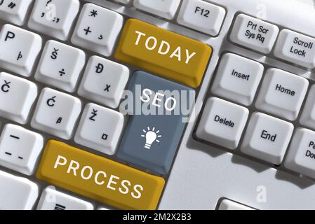 Processus Seo d'écriture de texte. Concept sens étapes d'augmenter la qualité et la quantité du trafic de site Web Banque D'Images