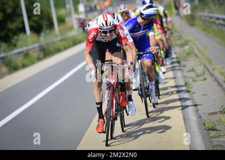 Jens Keukeleire Belge de Lotto Soudal photographié en action lors des championnats d'élite de cyclisme belge à Gand, course de 223,8 km, dimanche 30 juin 2019. BELGA PHOTO POOL NICO VEREECKEN Banque D'Images